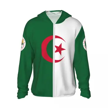 Флаг на Алжир Hoody от Полиестер С Качулка Слънцезащитен Крем За Защита От Слънцето Дрехи За Риболов И Бягане Бързосъхнеща С Дълъг Ръкав с Цип