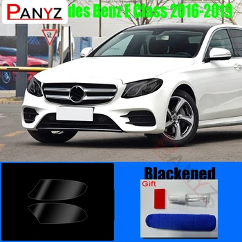 Фолио за фарове от TPU за Mercedes Benz E Class 2016-2019, нюанс за стайлинг на автомобили, черни, прозрачни защитни стикери, аксесоари, 2 бр.