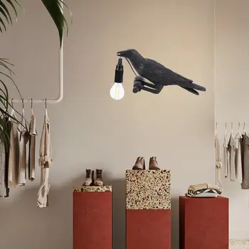 Форма на Птица Гарван, с монтиран на стената лампа от Смола Гарван, с монтиран на стената лампа, Стенни Прикроватное Осветление за Четене В Спалнята Домашен Лампа Декор