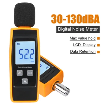 Цифров измерител на нивото на звука 30-130 db, тестер шум, ръчен мини-шумомер, измерители DB, RZ1359, детектор на звук с децибелом