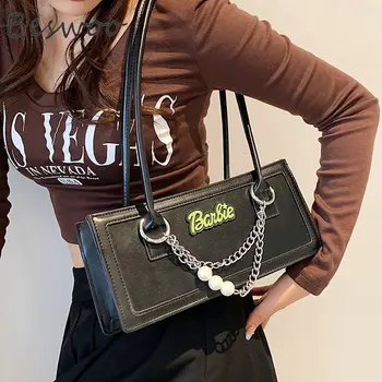 Чанта на рамото на Спайс Гърлс, летни чанти Y2K за жени, дамски чанти с индивидуалните веригата, дизайнерска луксозна чанта 2000-те години, градинска женствена чанта