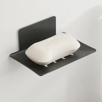 Черен държач за сапун ястия, монтиране на стена, стойка за източване на сапун от неръждаема стомана, Дизайн с 4 дупки, лесен за инсталиране, широкото използване За баня, кухня