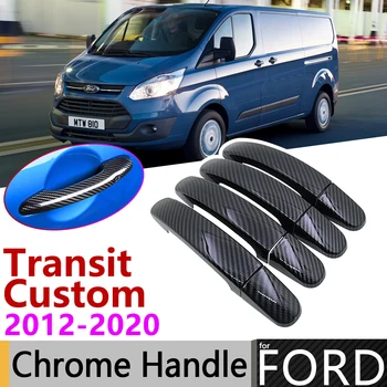 Черна капачка на дръжката на вратата от въглеродни влакна за Ford Transit Custom 2012 ~ 2019 2016 2017 2018 аксесоари за Автомобили, стикери, комплект покрития, Хром