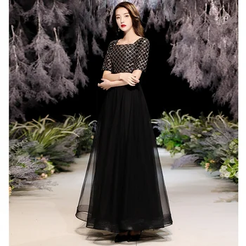 Черно банкет вечерна рокля за жените 2023, нова рокля стил на знаменитости за годишна среща, высококлассное, елегантна и