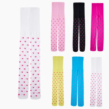 Чорапогащник за малки момичета 3-5 години, бебешки гамаши с еластичен колан и принтом във формата на сърце, пролетно-летни модни тънки чорапи, чорапогащи