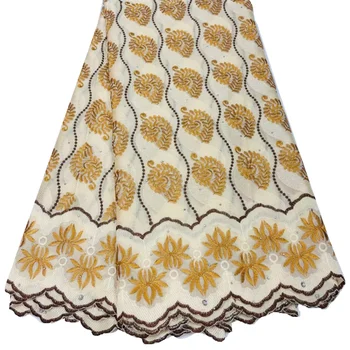 Шият памучна кружевную плат 2023 швейцарската африканската нигерийски памучна дантела кърпа 5 ярда Камъни за шивашки рокли, вечерни, сравнявам Плат F37D32