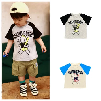 Японската модни детски дрехи, летни тениски с къс ръкав и принтом за момчета, детски тениски, блузи в стил ретро, Дрехи за момчета Roupa Infantil